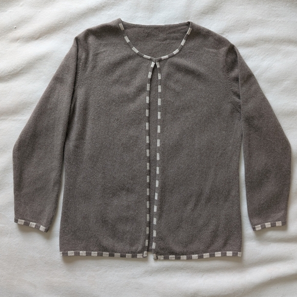 Women’s Light Taupe Cashmere Twin Set Cardigan & Turtleneck EU 46, Size L - Picture 8 of 15